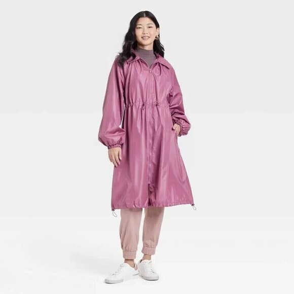 A New Day Rain Jacket Womens Long Sleeve Knee Length Femme Casual Waterproof - Picture 1 of 7